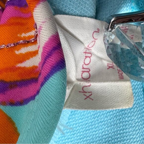 xhilaration bikini top beaded tropical neon flowers beach swimming tie up bright - Picture 6 of 9